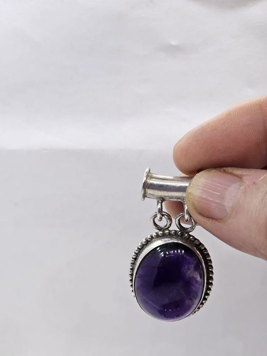 Colgantes de plata con mineral. Amatista