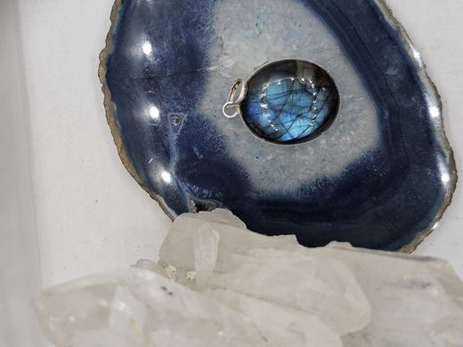 Colgantes de plata con mineral. Labradorita