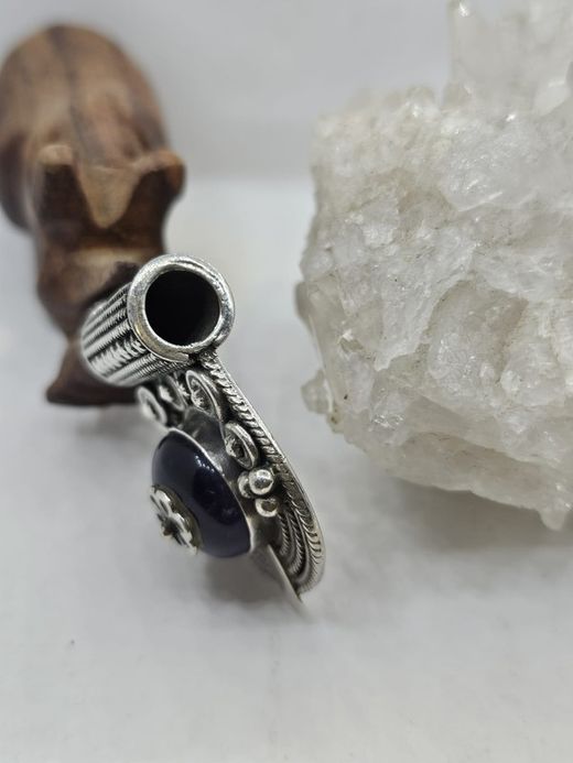 Colgantes de plata con mineral. Ónix labrado