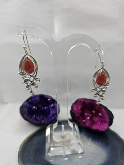 Pendientes gancho Ágata cornalina