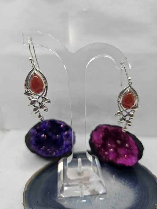 Pendientes gancho Ágata cornalina