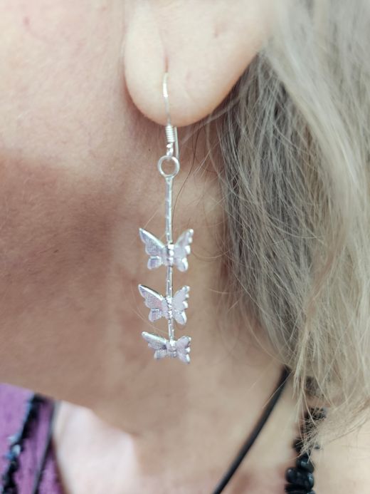 Pendientes plata de gancho con mariposass
