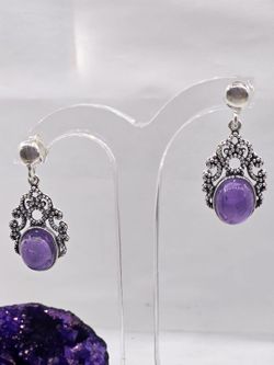 Pendientes tuerca. Amatista