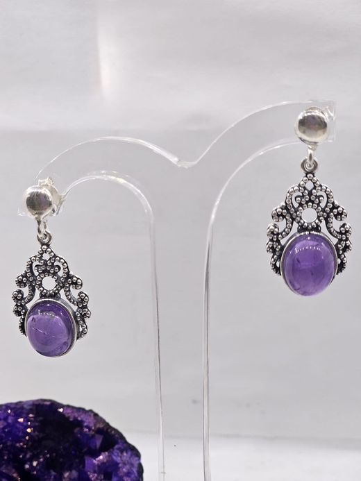 Pendientes tuerca. Amatista