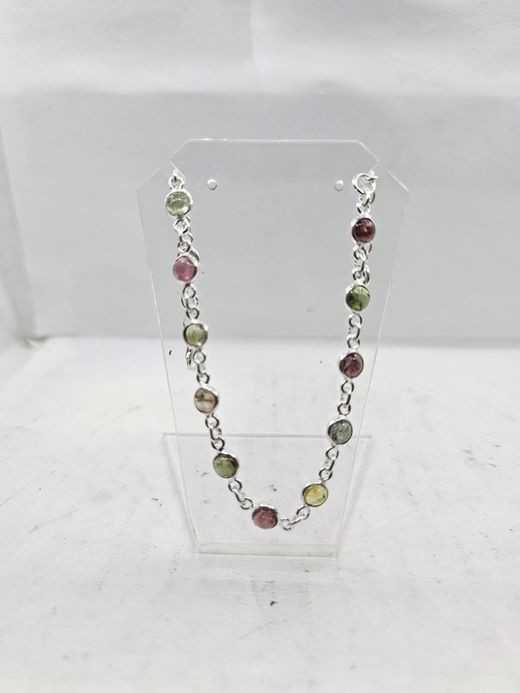 Pulsera de plata con mineral. Turmalina redonda