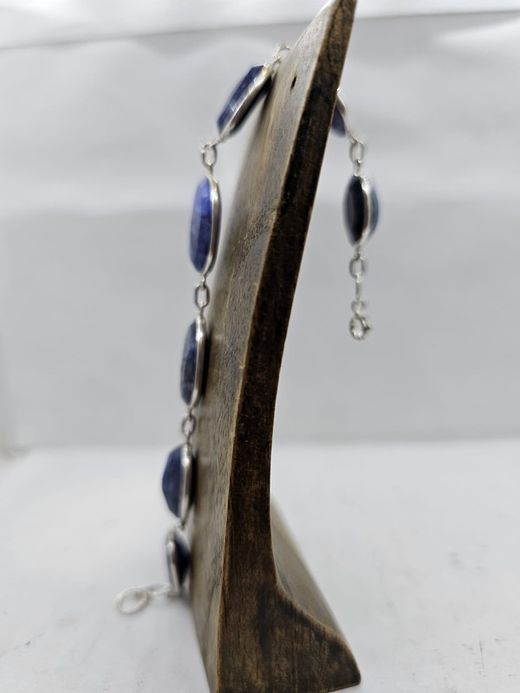 Pulsera de plata con mineral. Zafiro